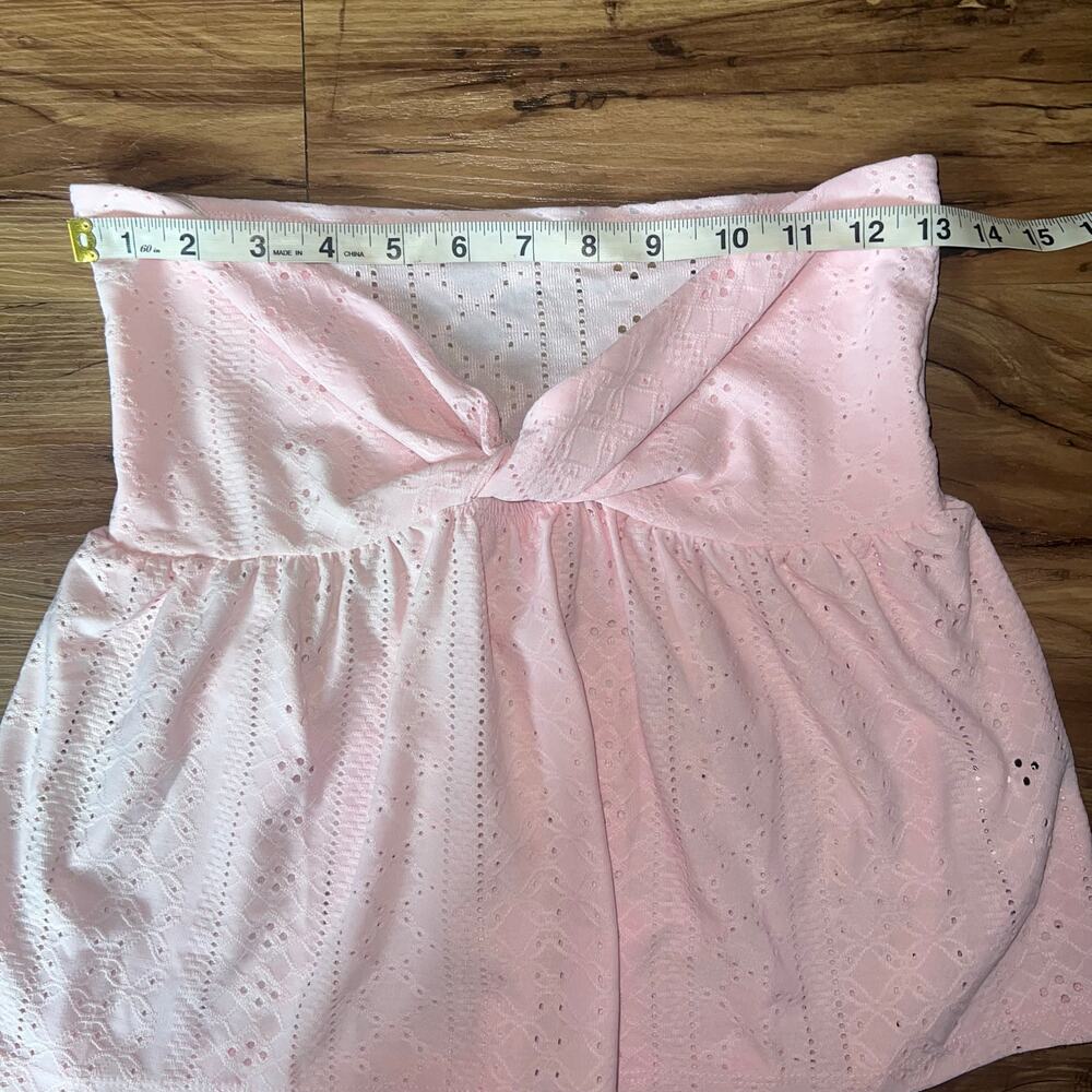 Pink Eyelet Tube Top Strapless Twist Front Babydoll Style Boho Cotton Size XS - Picture 4 of 7